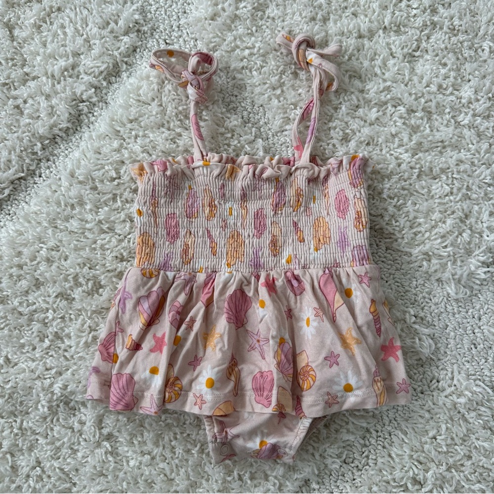 In My Jammers Beach Babe Smocked Ruffle Bubble Romper Jammers x Karissa Abbott